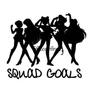 Sailor Moon Anime Squad Goals Black Vinyl Decal 5”‎